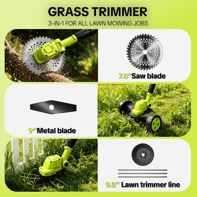 SEESE Cordless Lawn Mower, Garden Tool